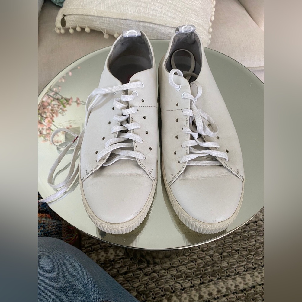 HUGO BOSS ZERO TENN WHITE LEATHER SNEAKER SIZE 9